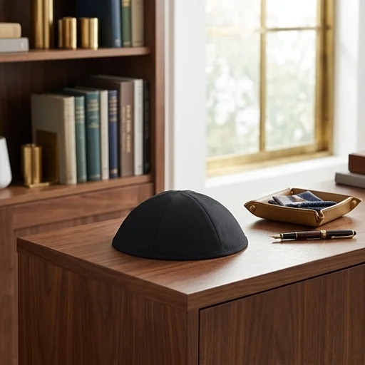 Black Terylene Kippah Size 5, Six Parts