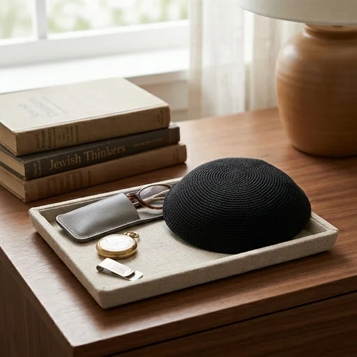 Knitted D.m.c Kippah 16 cm - Stiff Black