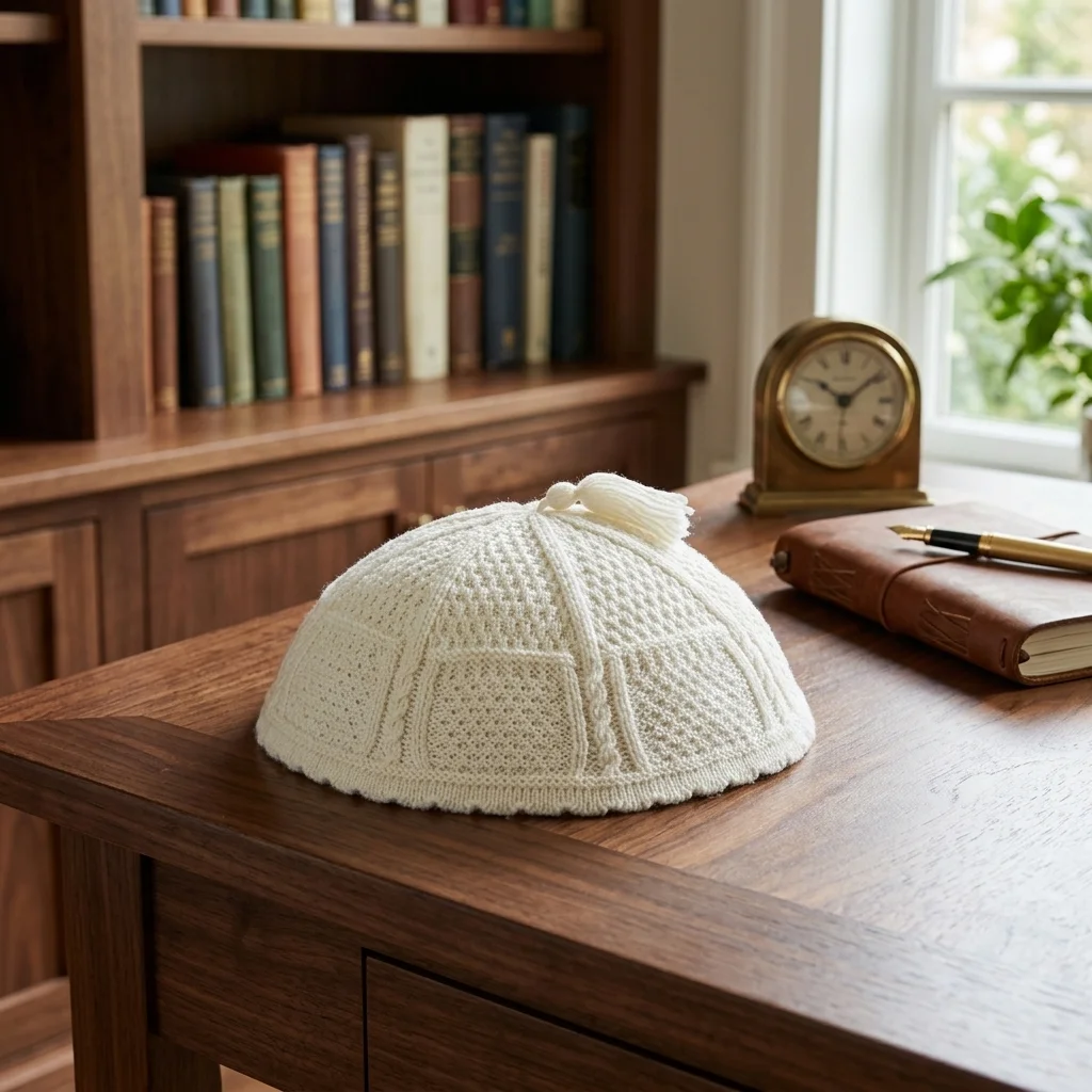 Nachman Kippah White 22 cm