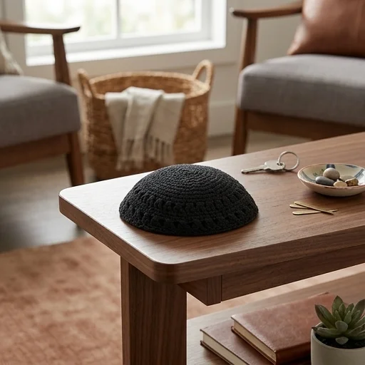 Knitted Kippah 17 cm- Black
