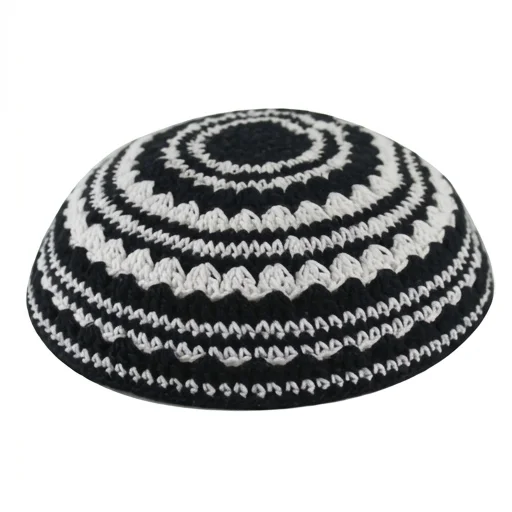 Knitted Kippah 18 cm- Black-white