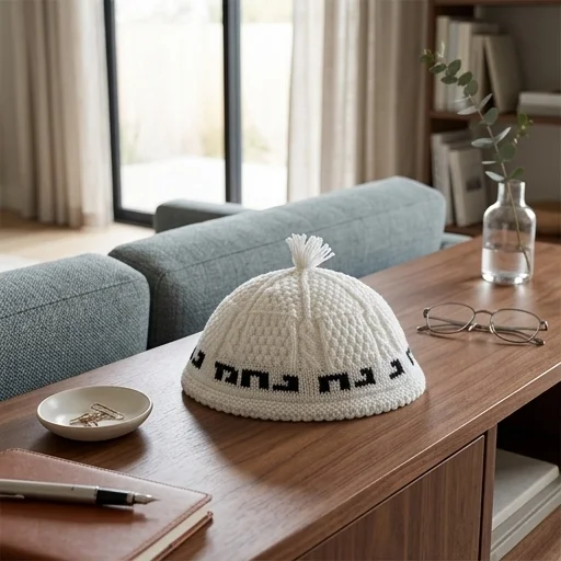 Frik Kippah "Nachman" 19.5 cm- White