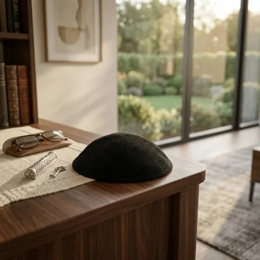 Corduroy Kippah "Artman" 19 cm- Black