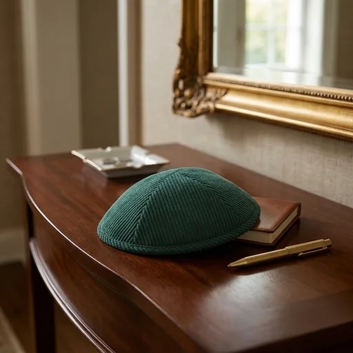 Corduroy Kippah "Artman" 18 cm- Green