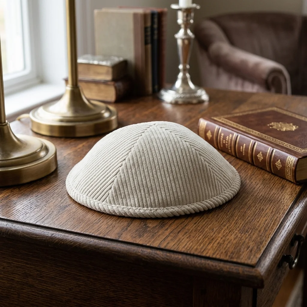 Corduroy Kippah "Artman" 18 cm- Off White