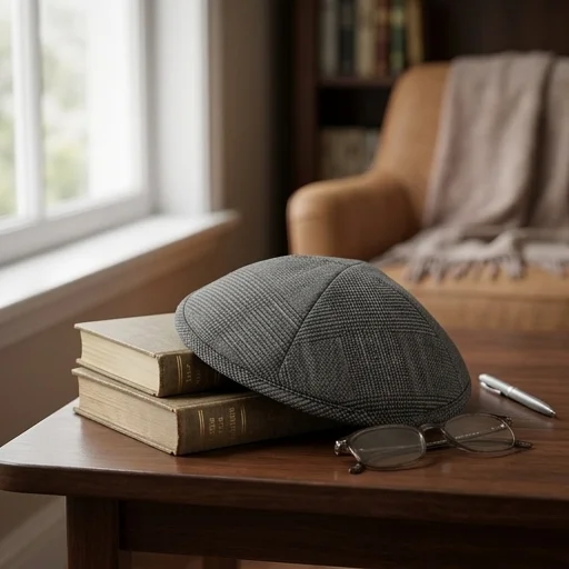 Fabric Kippah 17 cm- Dark Gray with Stripes