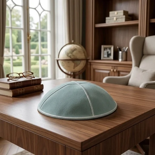 Leather Kippah Artman 16 cm- Light Blue