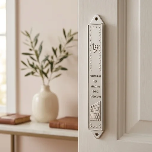 Plastic Mezuzah 12cm-white and Silver