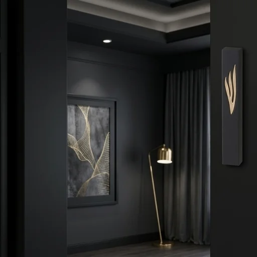 Polymer "Concrete" Mezuzah 15 cm, Stone - Like, Black - Gold