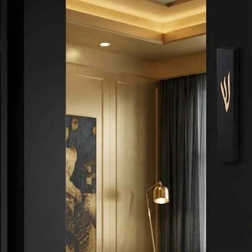Polymer "Concrete" Mezuzah 25 cm, Stone - Like, Black - Gold