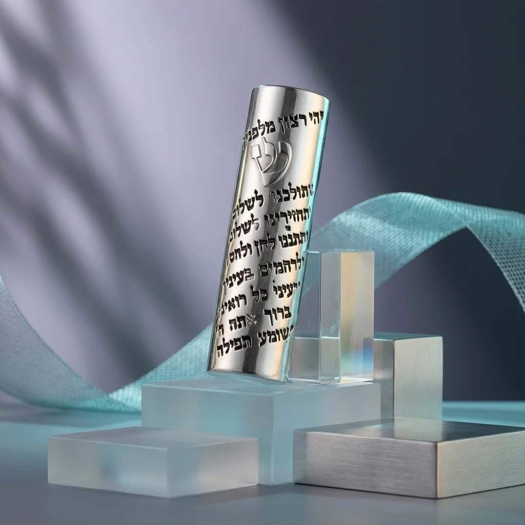 Nickel Mezuzah for Car 6cm- Wayfarers Prayer