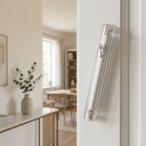 Plastic Mezuzah with Screw 12cm- Clear with Silver Shin