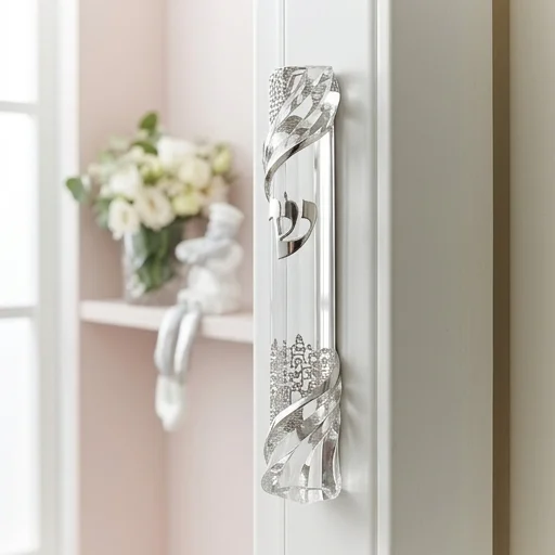 Plastic Clear Mezuzah with Rubber Cork 15 cm - "Jerusalem" - Silver