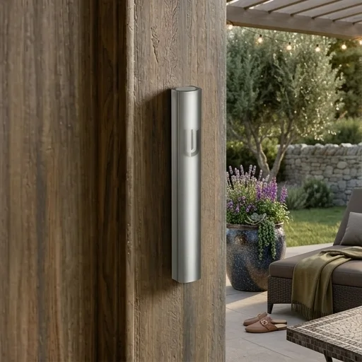 Aluminium Mezuzah 10cm- Dotted Design in Gray, with the Letter "Shin" - Dark Gray