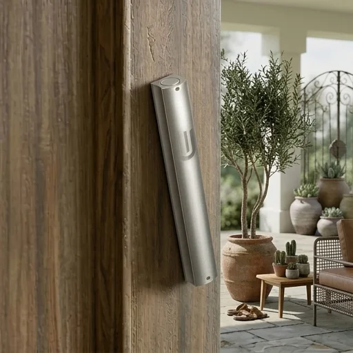 Aluminum Mezuzah 15 cm- Matt Silver, with Hole "Shin" - Matte