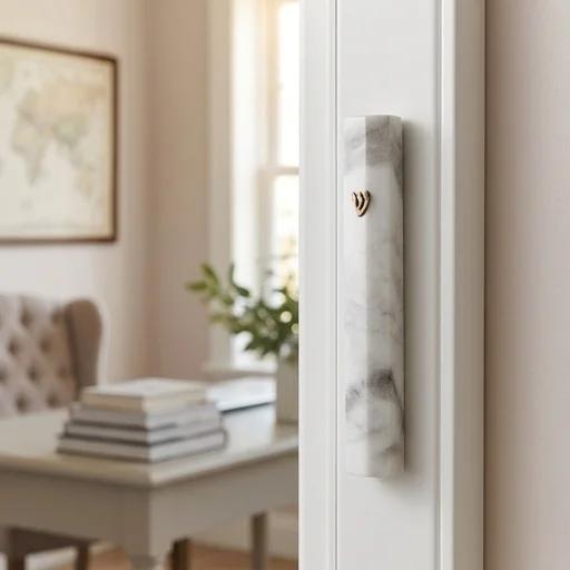 Aluminum Mezuzah 10 cm 3d Painted -White Marvel