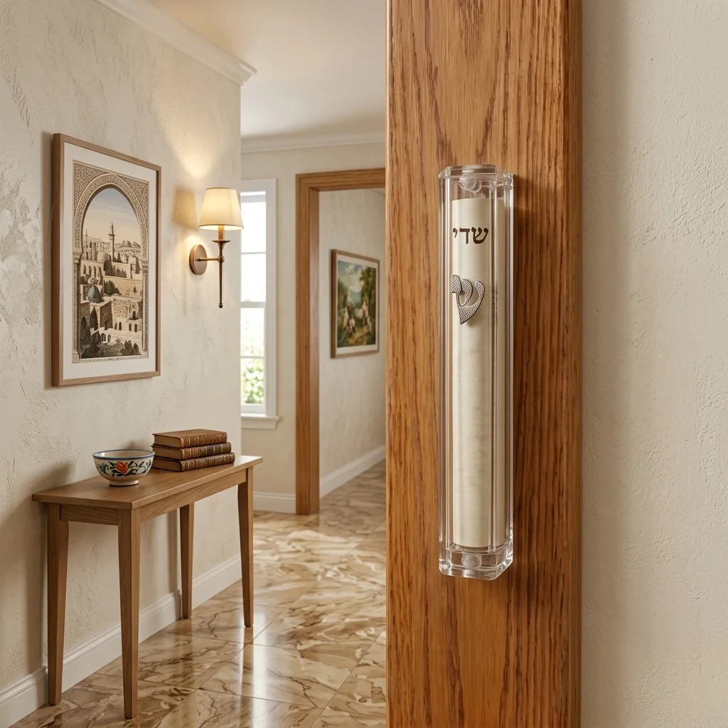 Clear Plastic Mezuzah with Rubber Cork 15 cm - Silver