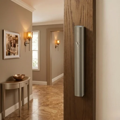 Aluminum Mezuzah with Metal Shin 12 cm- Champagne