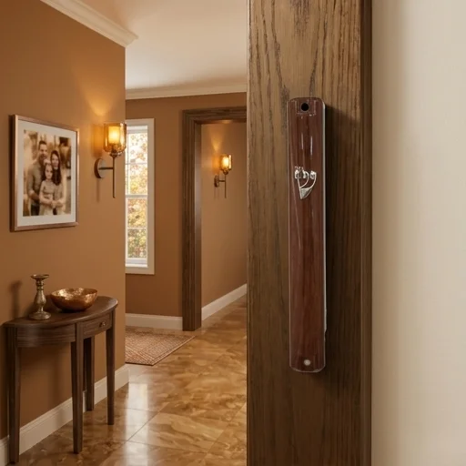 Plastic Mezuzah with Rubber Cork 15 Cm-brown Wood Design