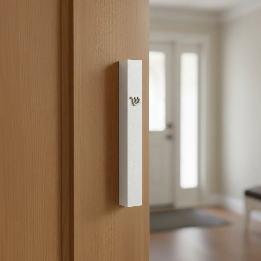 Aluminum Mezuzah 7 cm - Matte Silver with Silver Shin