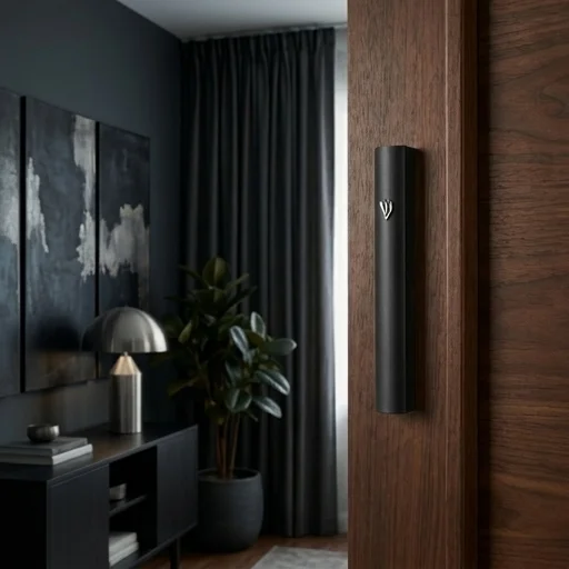 Aluminum Mezuzah 12 cm - Special Profile, Metal "Shin" - Black