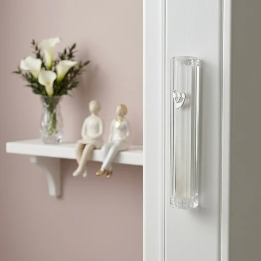 Plastic Clear Mezuzah with Rubber Cork 15cm- with the Letter Shin - Without Holes - Silver
