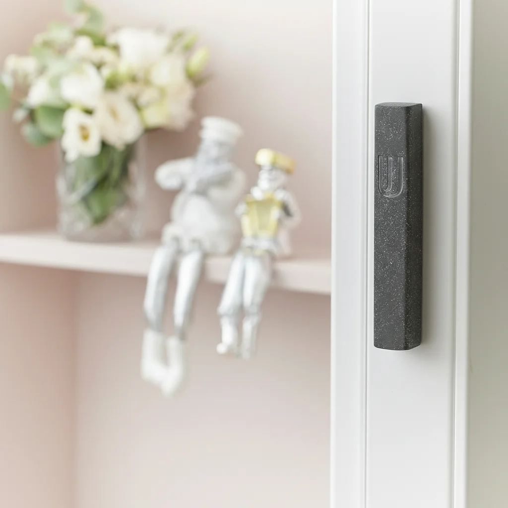 Polymer "Concrete" Mezuzah 12 cm, Dotted Black