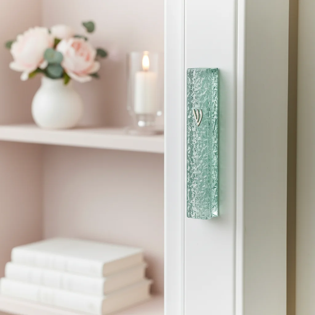 Glass Mezuzah with Silicon Cork 12 cm - "Bubbles" Design