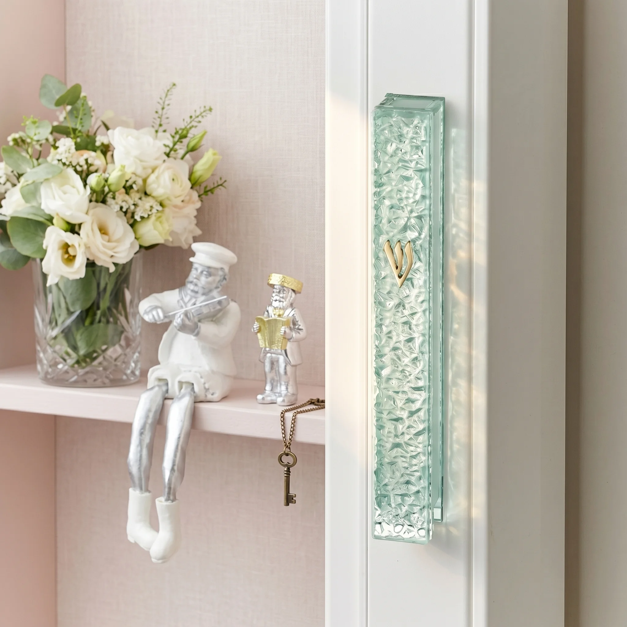 Glass Mezuzah with Silicon Cork 20 cm - "Bubbles" Design