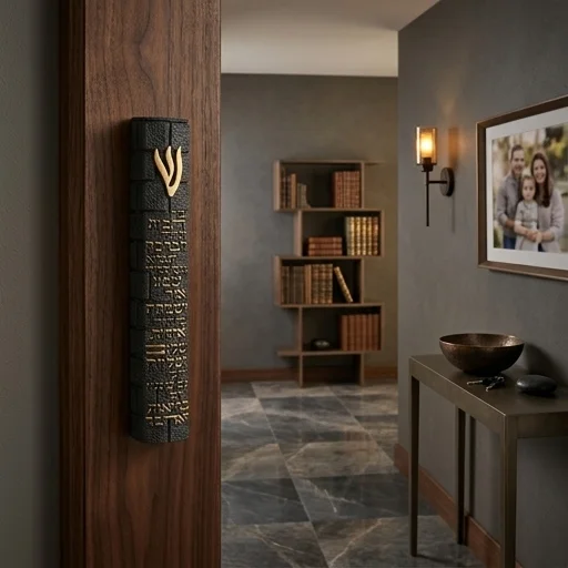 Stone-like "Kotel" Mezuzah 20 cm- Black
