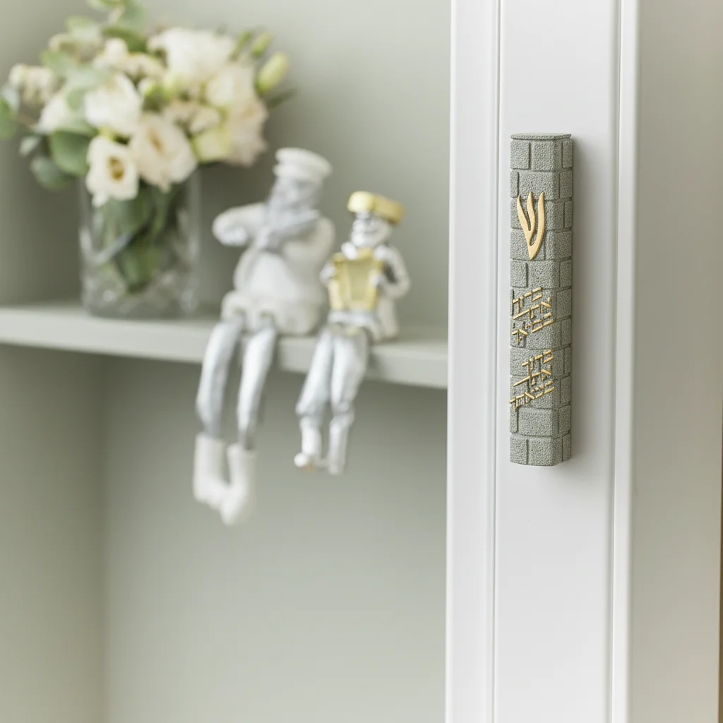 Stone-like "Kotel" Mezuzah 20 cm- Gray