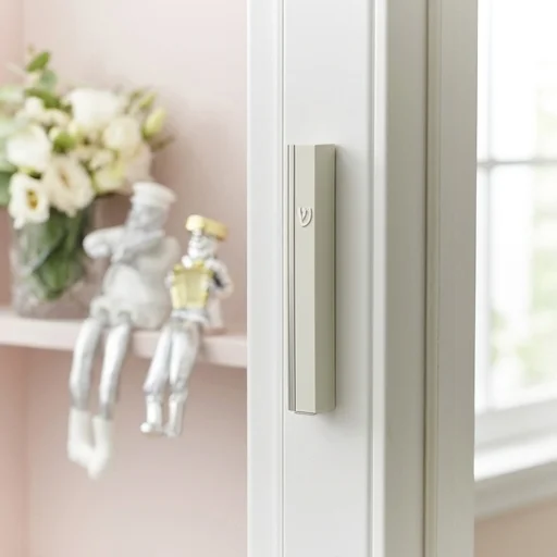White Plastic Mezuzah 12 cm - Silver Shin & Stripe with Rubber Cork