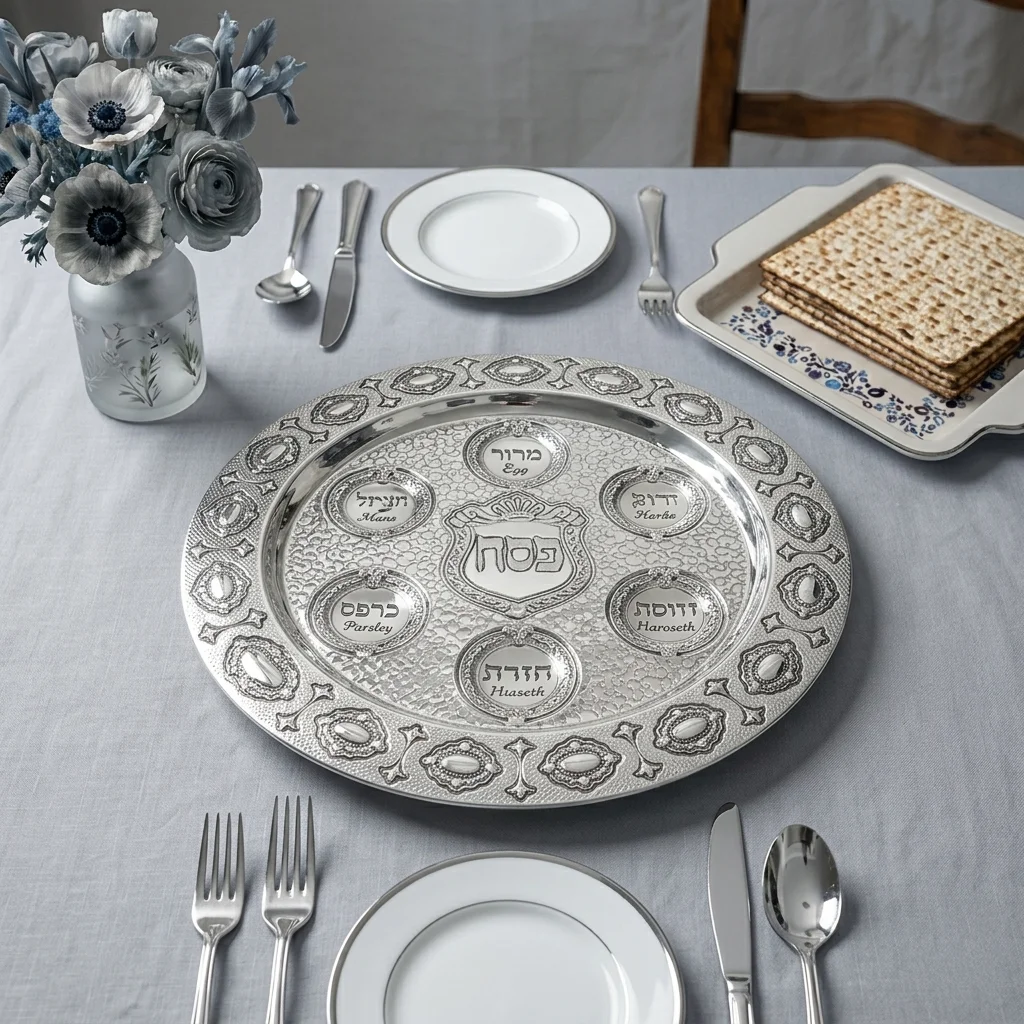 Round Passover Plate with with Stems 40cm- Royal Design