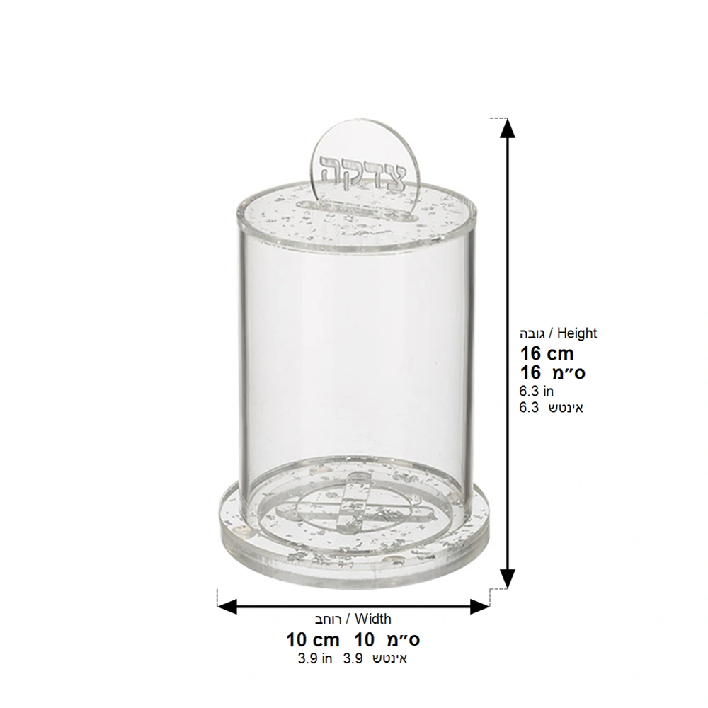 Lucite Tzedakah Box 16*10 cm- Silver