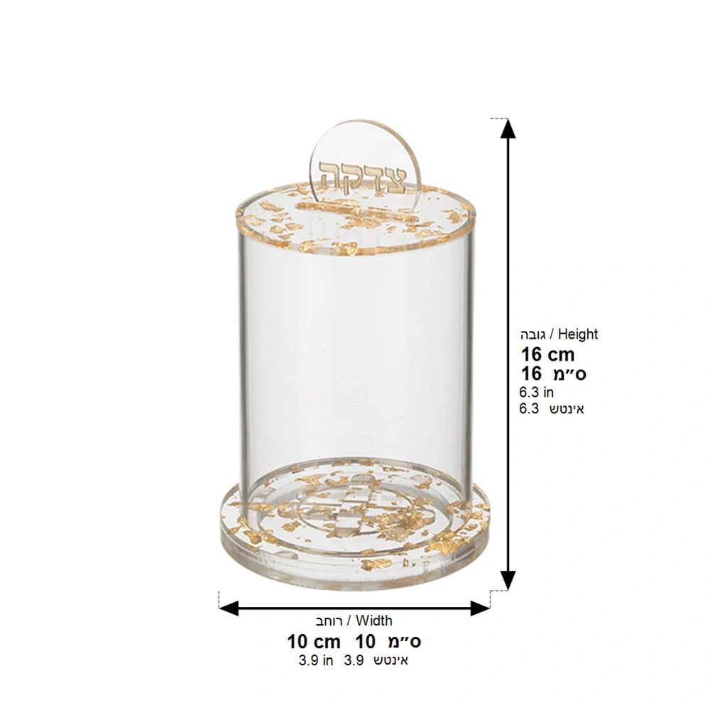 Lucite Tzedakah Box 16*10 cm- Gold