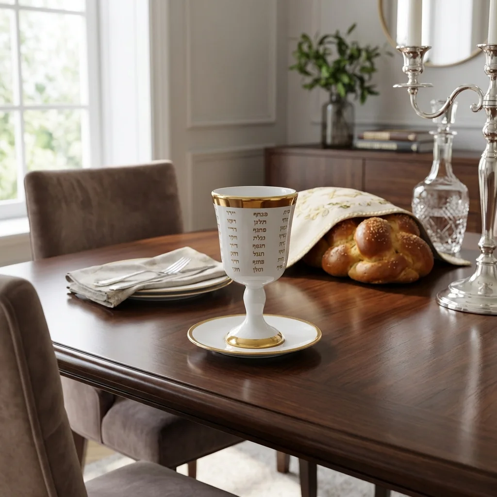 Ceramic Kiddush Cup 15 cm with Saucer