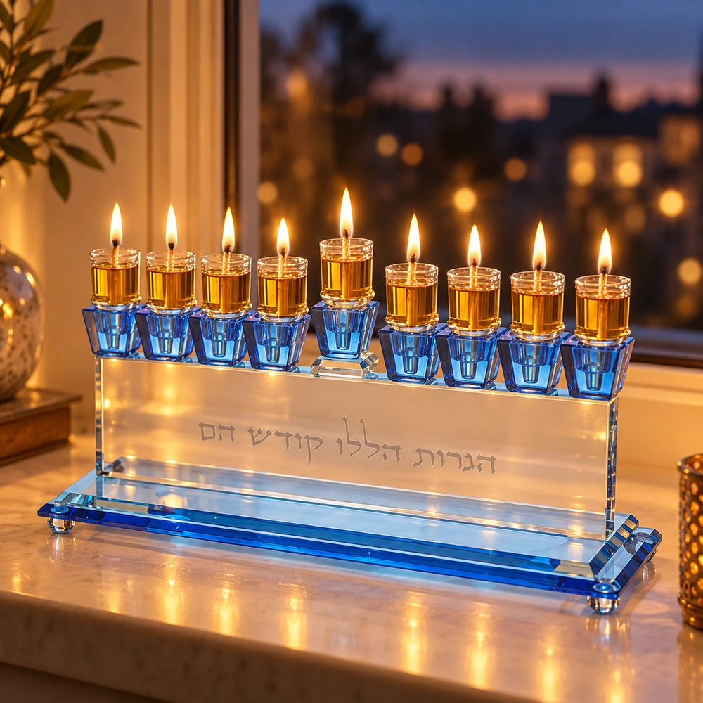 חנוכייה קריסטל מהודרת 7×28 ס״מ