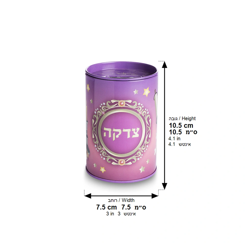 Tin Tzedakah Box 10 cm - Pink