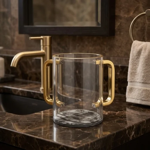 Lucite Clear Washing Cup 11 cm - Gold Handles