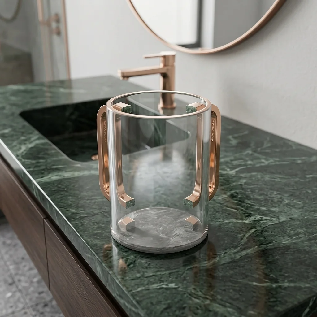 Lucite Clear Washing Cup 13 cm - Gold Handles