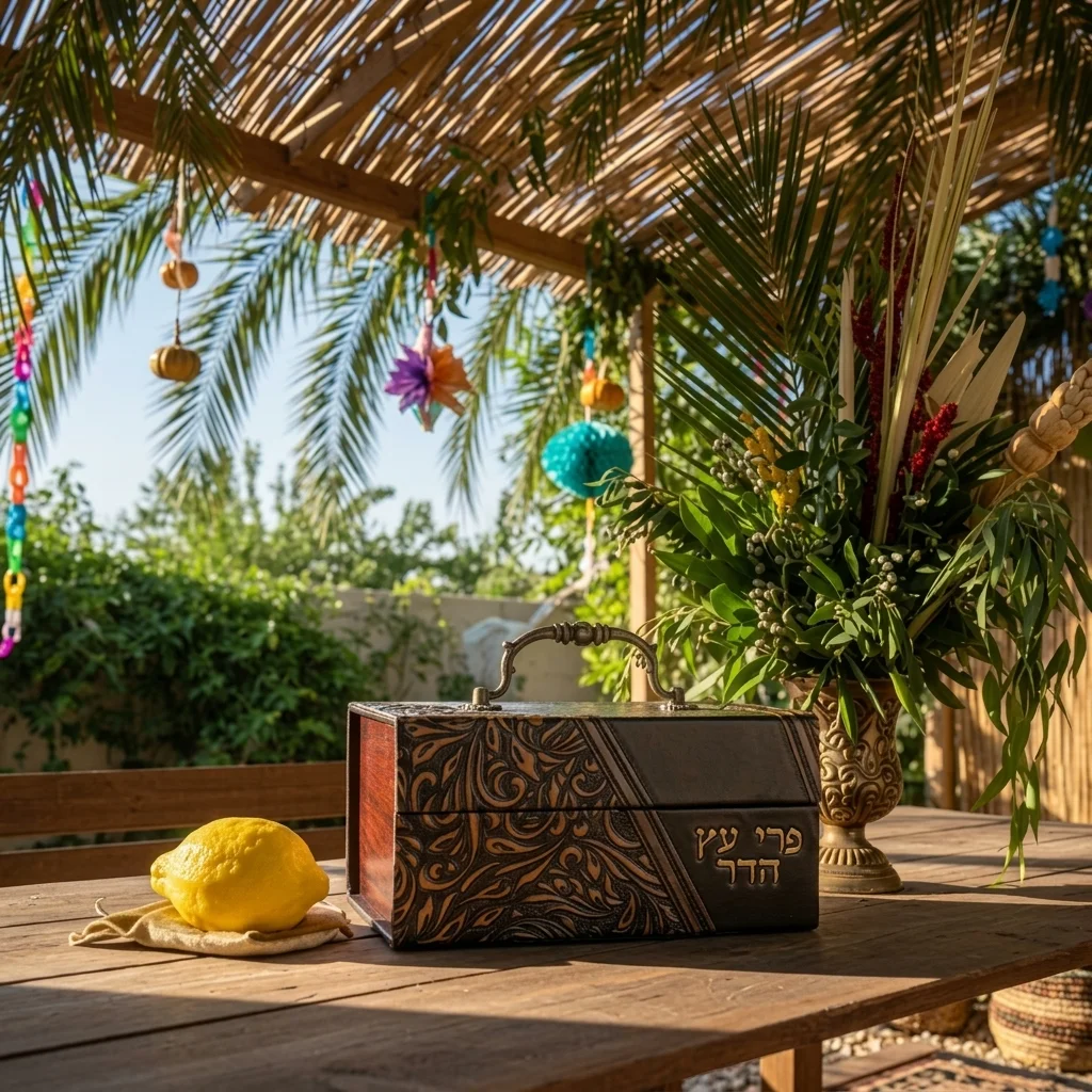 Faux Leather Etrog Box with Handle 12*20*11 cm