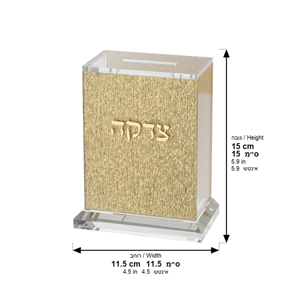 Lucite Tzedakah Box 13cm - Gold