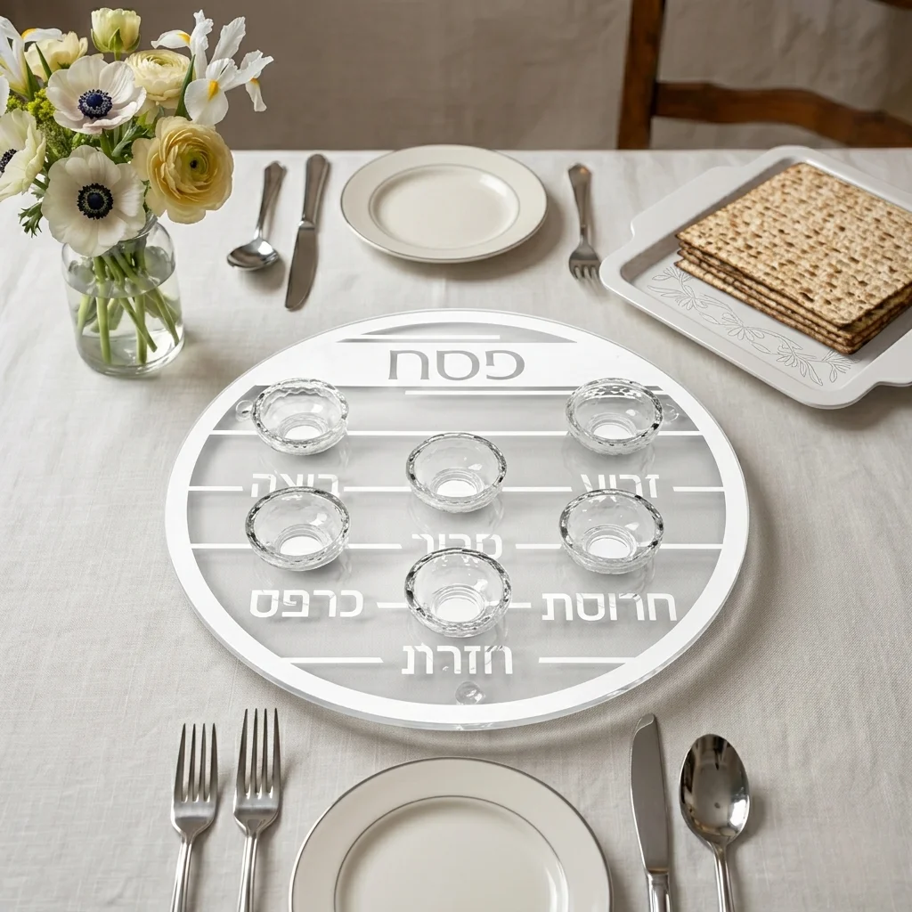 Glass & Crystal Passover Plate 40 cm