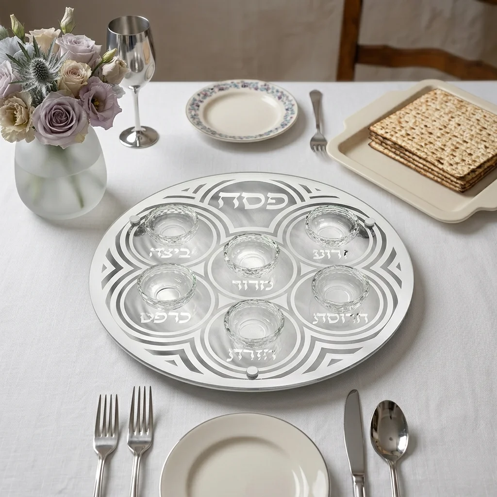 Glass & Crystal Passover Plate 40 cm