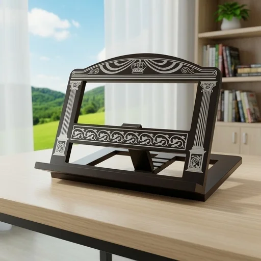 Mahagony Wooden Shtender 27x36 cm- with Sha'ar Vilna Design