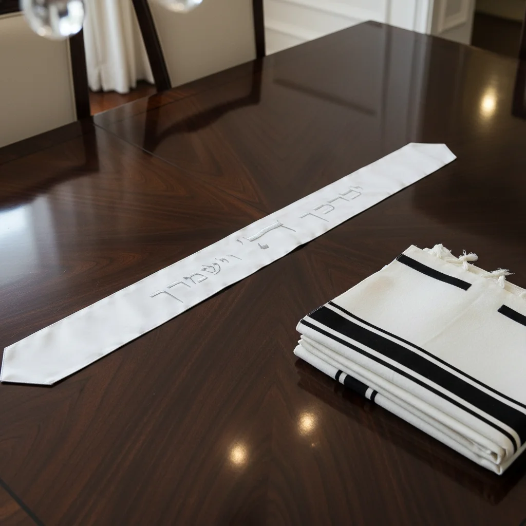 Atara for Tallit with Embroidery 100*9 cm- White