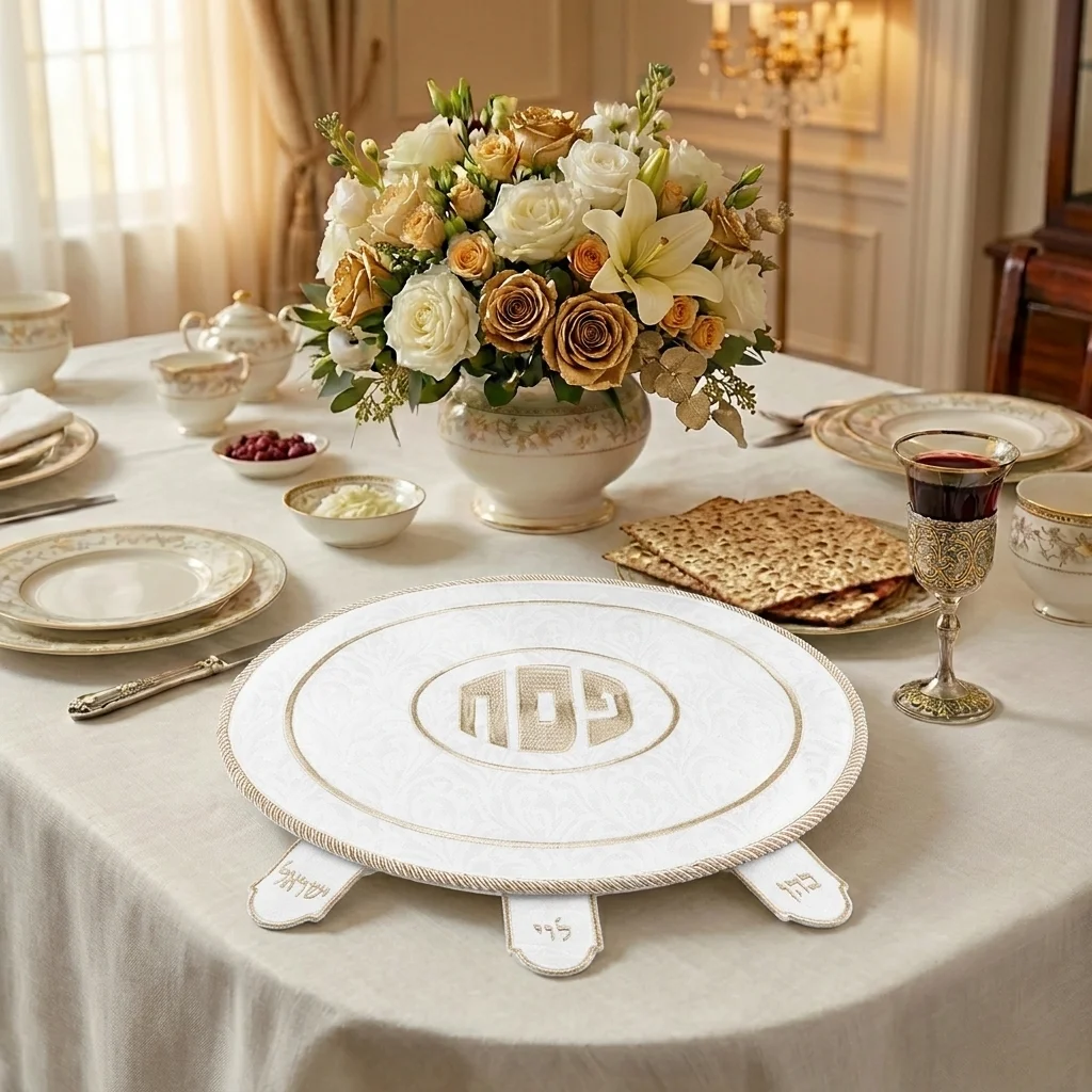 Brockett Passover Cover 45 cm, with Embroidery - Gold