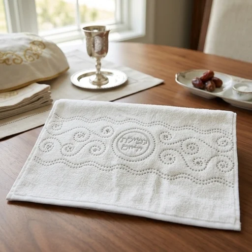 Pair of White Hand Towels with Fancy Stones, 72*34 cm