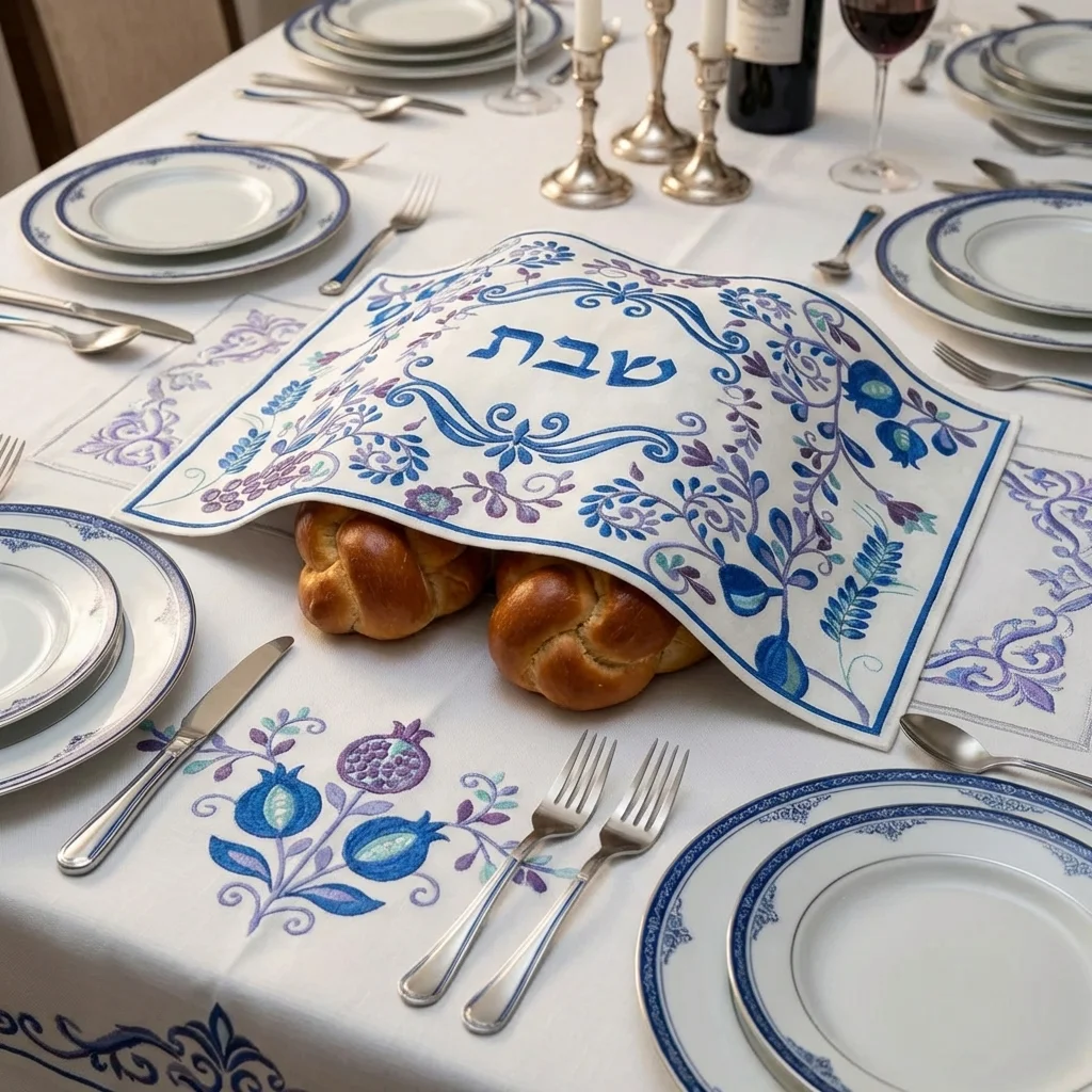 Elegant Fabric Challah Cover 42*52 cm with Embroidery