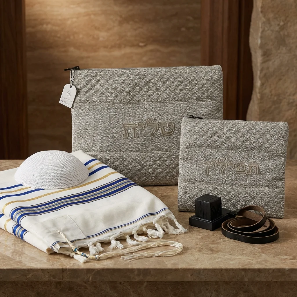 Leatherette Tallit - Tefillin Set 36*29 cm